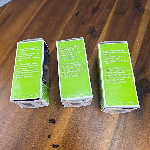 Leviton 1-Pole 2 Toggle Switch Light Almond Set Of 3 15A 277V 05224-2TS - Picture 6 of 6